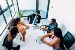African executives in a strategy meeting in a Lagos office
